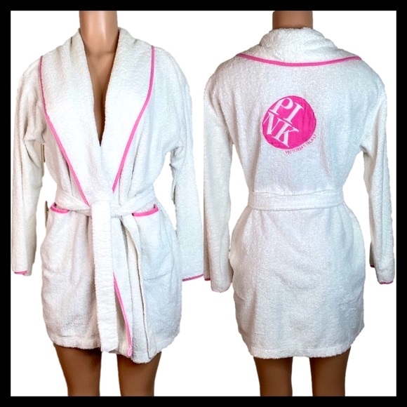 PINK VICTORIA’S SECRET Wrap Robe White & Pink - Picture 2 of 7